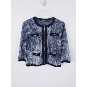 Michael Simon Sequin Cardigan Jacket Sheer Ombre Zip Front Womens Size Small